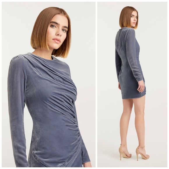 CINQ À SEPT Rebeka Gathered Velvet Mini Dress womens size 4 - Picture 2 of 11